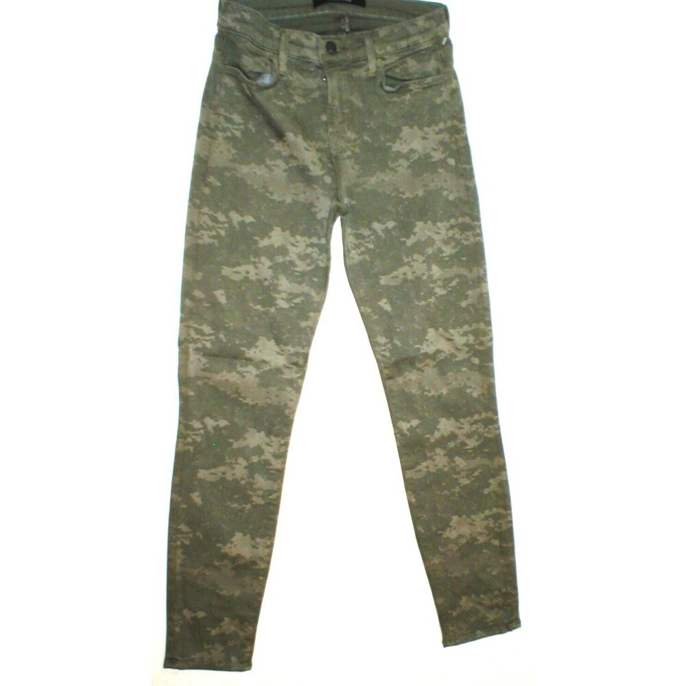 New $225 Designer J Brand Jeans Womens 26 Camouflage Camo Army Dark Green Skinny